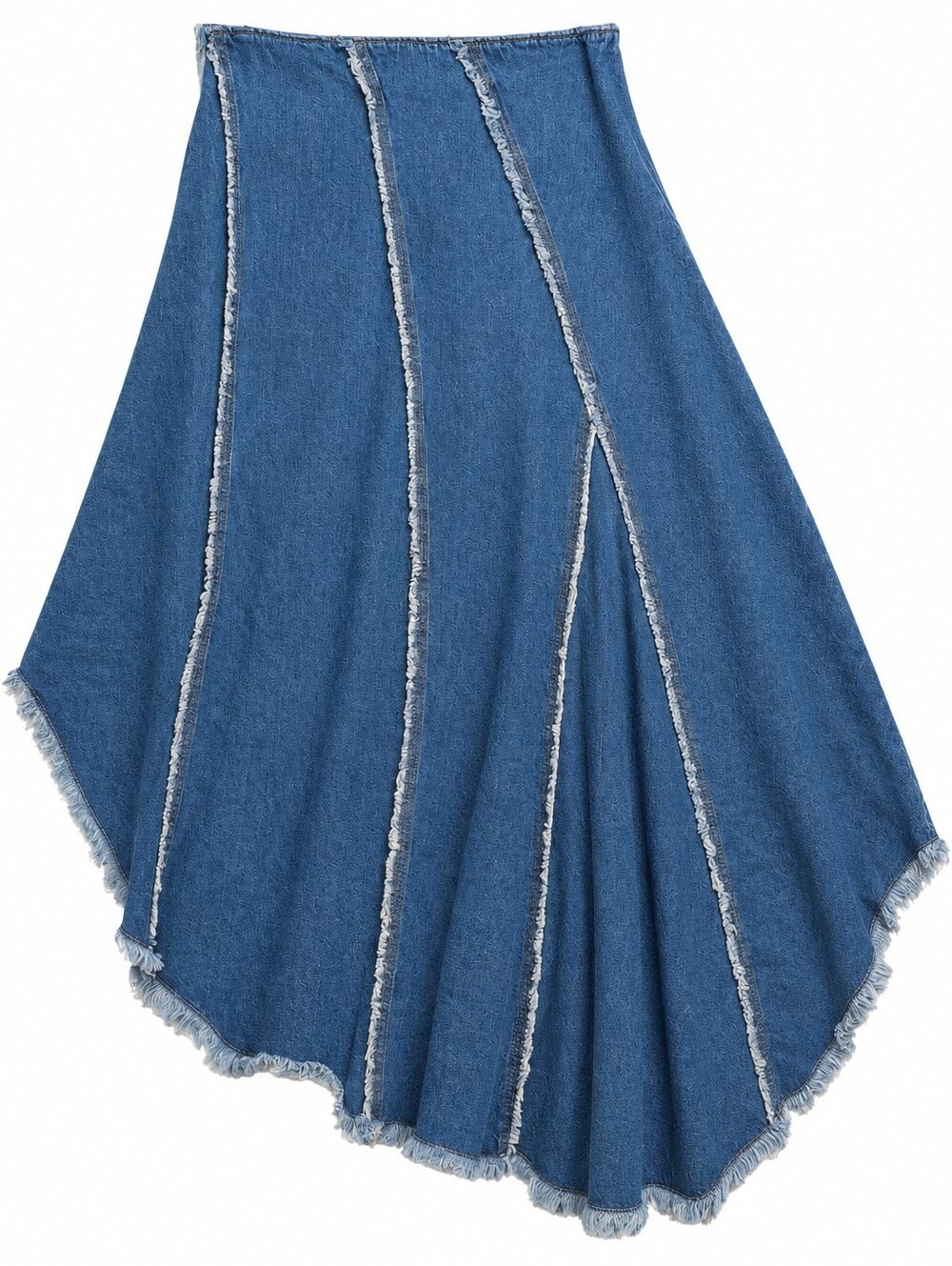 Blue Denim A-Line Midi Skirt - No Brand